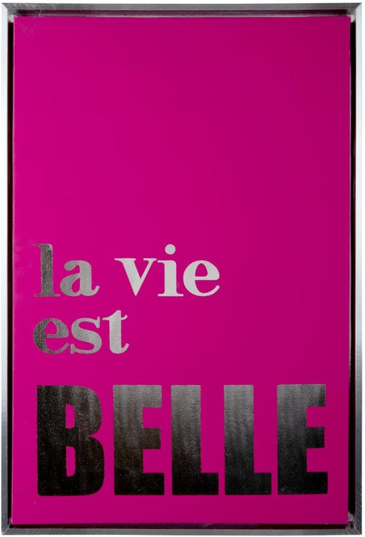 Present Time Wanddekoration La Vie Est Belle Medium - Rosa - 60x3.2x40cm | Rechteck - skandinavisch