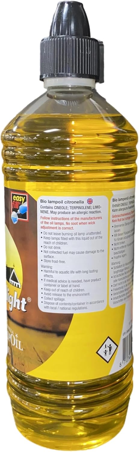 HORECA CANDLES Bio Zitronella Lampenöl – 1L – Natürliches Duftöl für Gartenfackeln, Öllampen & Outdo