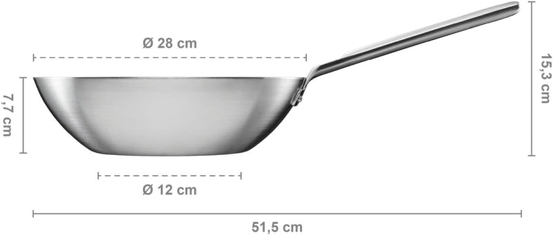 Fiskars Norden Steel Wok, Ø 28 cm, Unbeschichtet, Edelstahl, 1067630 Wok, Unbeschichtet Ø 28 cm, Wok