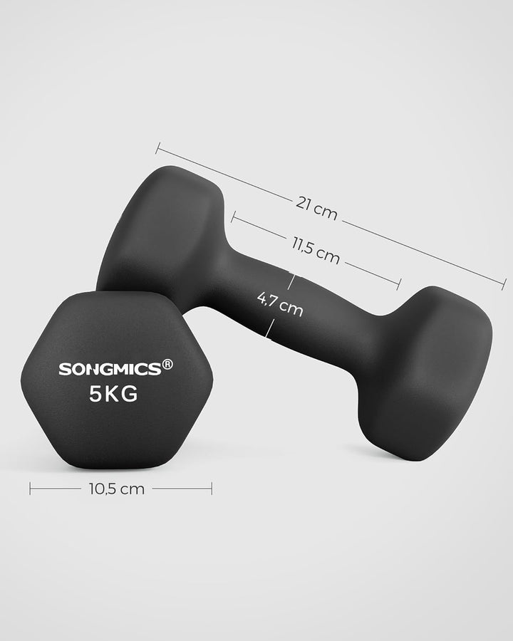 SONGMICS Hanteln, 2er Set,Hantelset, Kurzhanteln, Hexagon, Neopren-Beschichtung, Krafttraining, Work