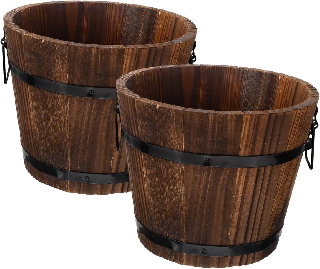 2st Blumentopf Pflanzer Für Whiskyfässer Pflanzgefässe Aus Holz Rustikale Aussendekoration Gartendek