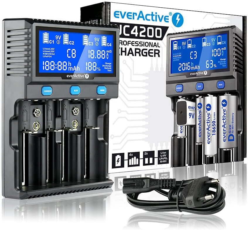 Charger for Cylindrical Li-ion and NI-MH Batteries everActive UC-4200