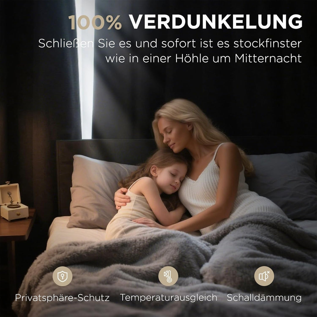 Joydeco 100% Blickdichte Vorhänge mit Ösen Gardinen Leinenoptik 2 Stück, Verdunkelungsvorhang Leinen