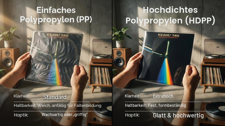 HumminGuru Schützende Vinyl-Platten-Aussenhülle 12 Zoll, Säurefrei &amp; Kristallklar, Hochdichte Polypr