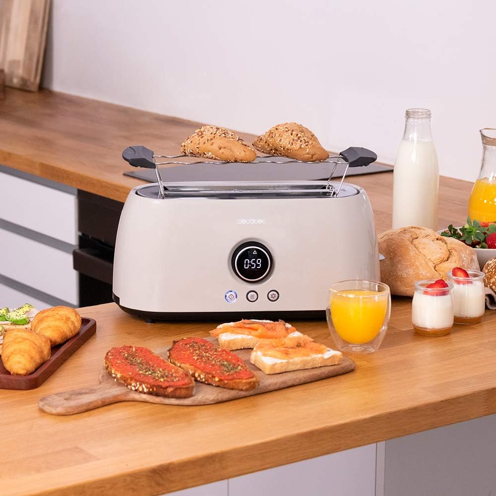 Cecotec Digitaler Toaster ClassicToast 15000 Beige Extra Double, 1500 W, Kapazität für 4 Scheiben Br