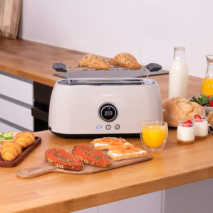 Cecotec Digitaler Toaster ClassicToast 15000 Beige Extra Double, 1500 W, Kapazität für 4 Scheiben Br