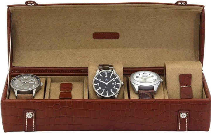 Uhrentruhe Friedrich|23 CROCO FIVE PECANO für 5 Armbanduhren