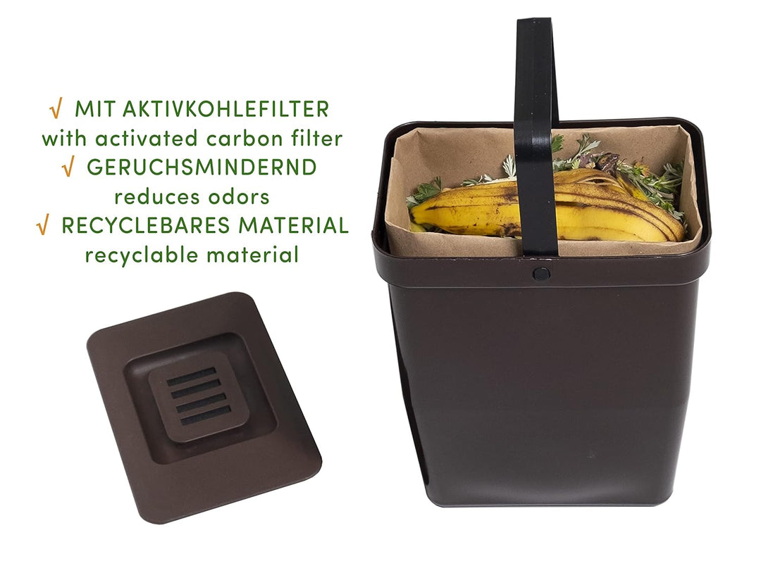 LM 534 Deckel für LM 530 Biomülleimer 8L, Biotonnendeckel mit austauschbar Filterkartusche, 230x153x