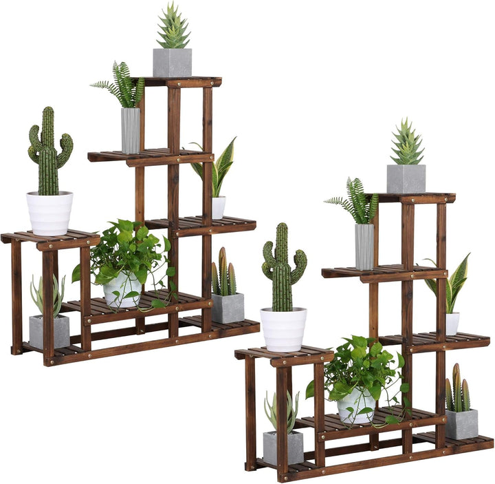 Yaheetech 2X Pflanzenregal Holz Blumenregal 5 Ebenen Blumentreppe Holzregal Blumenbank Balkon Garten