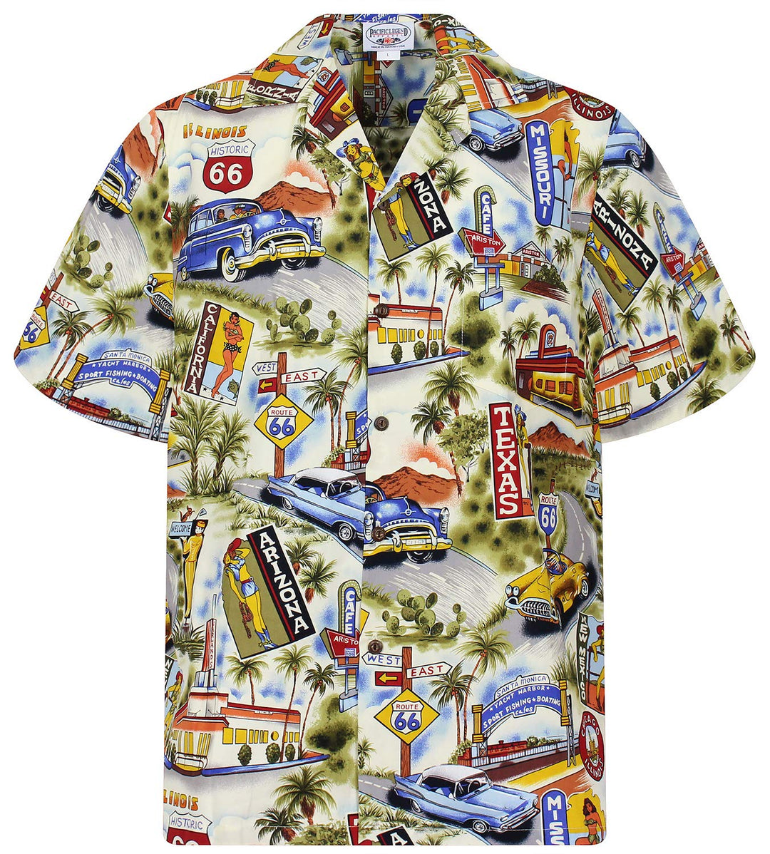 P.L.A. Pacific Legend Original Hawaiihemd, Kurzarm, Texas Arizona, Beige, L
