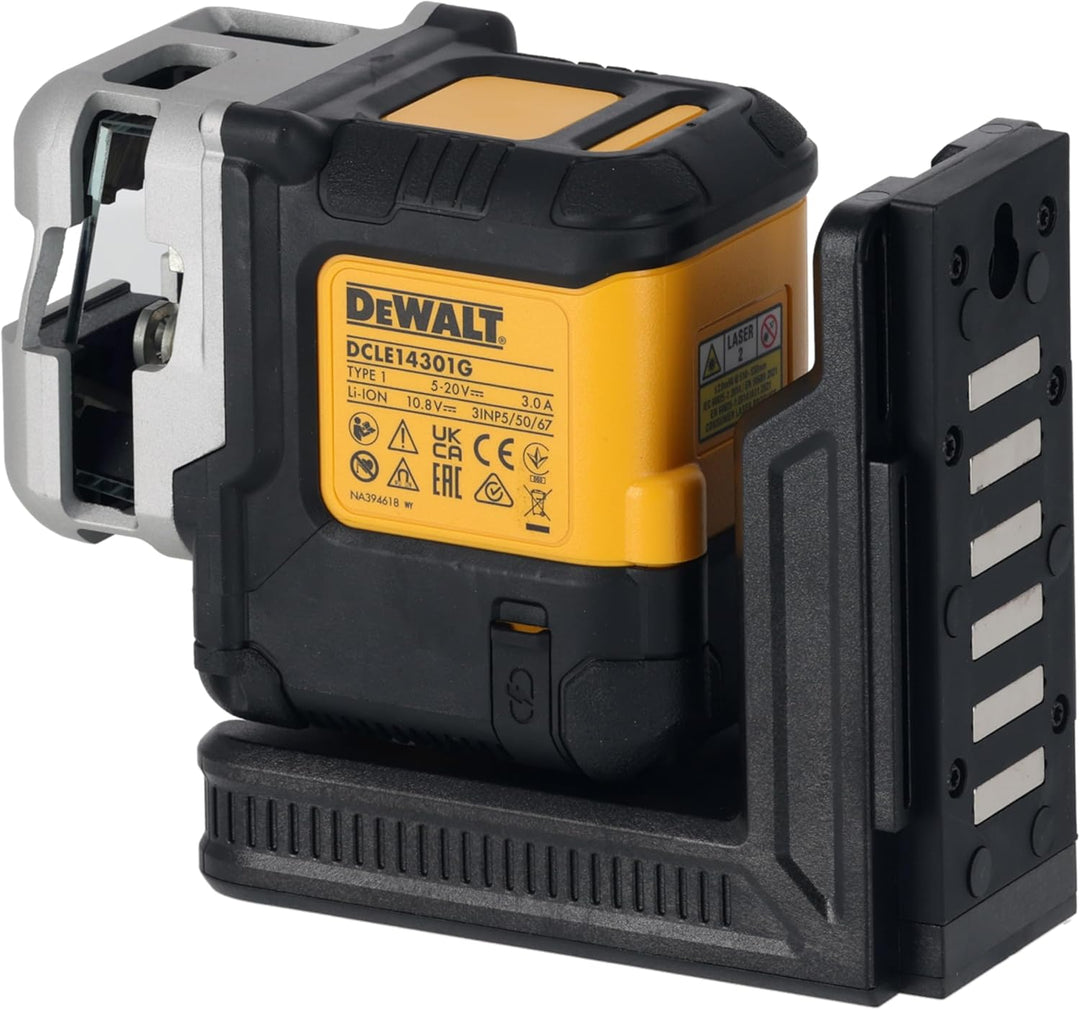 DEWALT USB 3x180 Multilinienlaser DCLE14301GB-XJ (3 grüne Laserlinien, integrierter Li-Ion Akku, 30