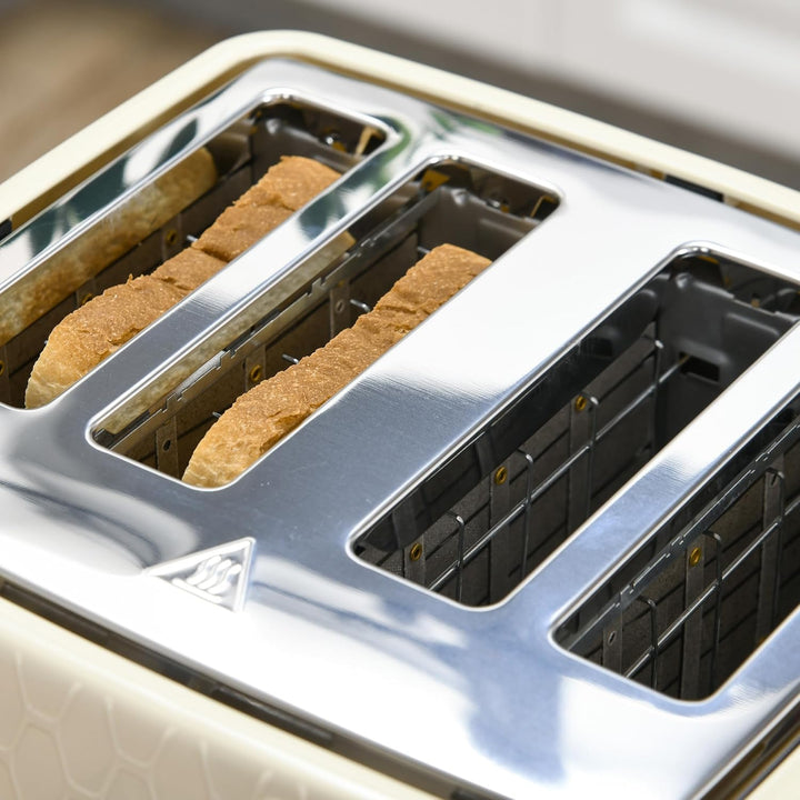 HOMCOM Wasserkocher Toaster Set 1,7L Wasserkocher 4 Toastscheiben Frühstücksset mit 7 Bräunungsstufe