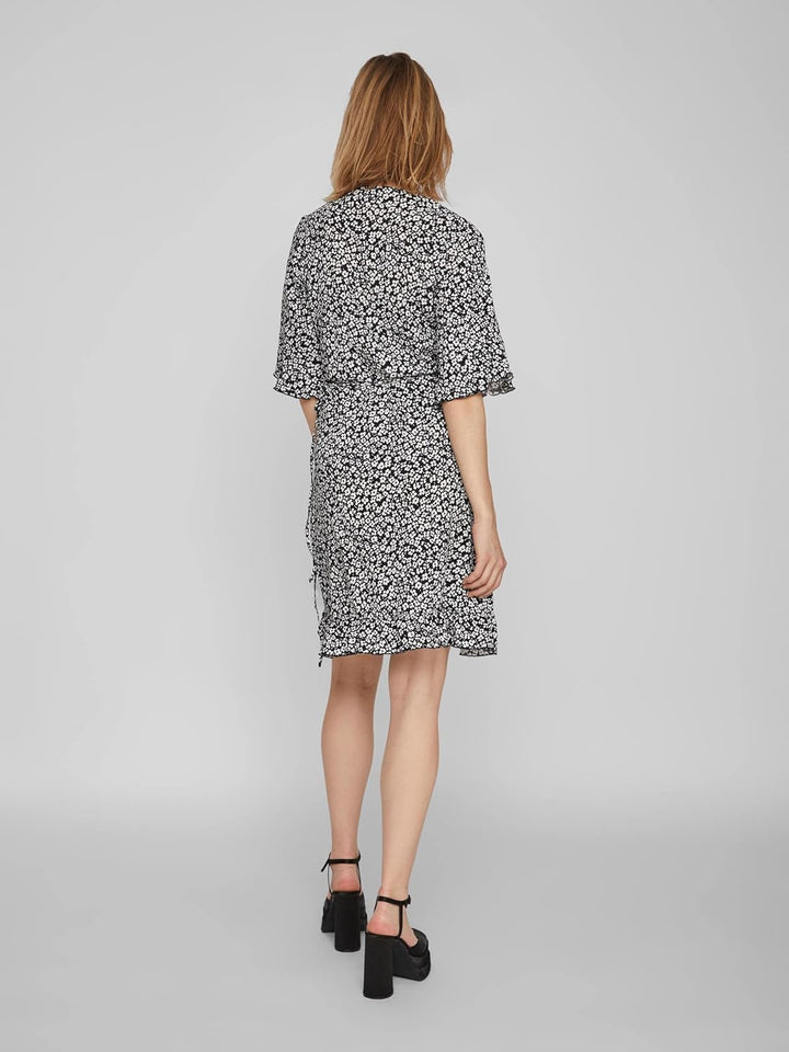 Vila Damen Kleid VICAIA S/S WRAP Dress M Schwarz, M Schwarz