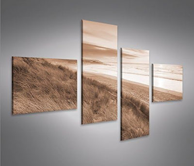 islandburner Bild Bilder auf Leinwand Dünen Sepia Nordseestrand 4L XXL Poster Leinwandbild Wandbild