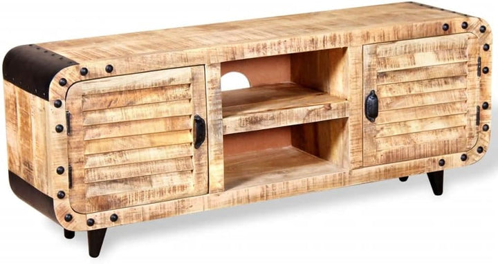 vidaXL TV-Schrank Fernsehtisch HiFi Lowboard Raues Mangoholz 120 x 30 x 50 cm