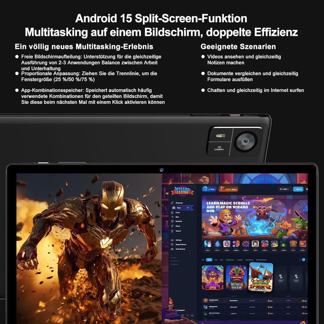 2026 Neuestes Android 15 Tablet 【30 GB RAM + 128 GB ROM+2TB】【Gemini AI】 10.1 Zoll, Widevine L1, Octa