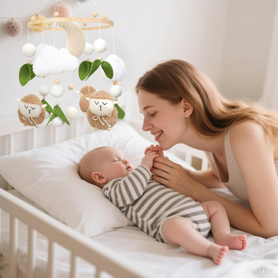 Baby Mobile Baby Windspiele, Babybett Mobile mit Drei Schaf, Mobile Wickeltisch Hängende Bettglocke,