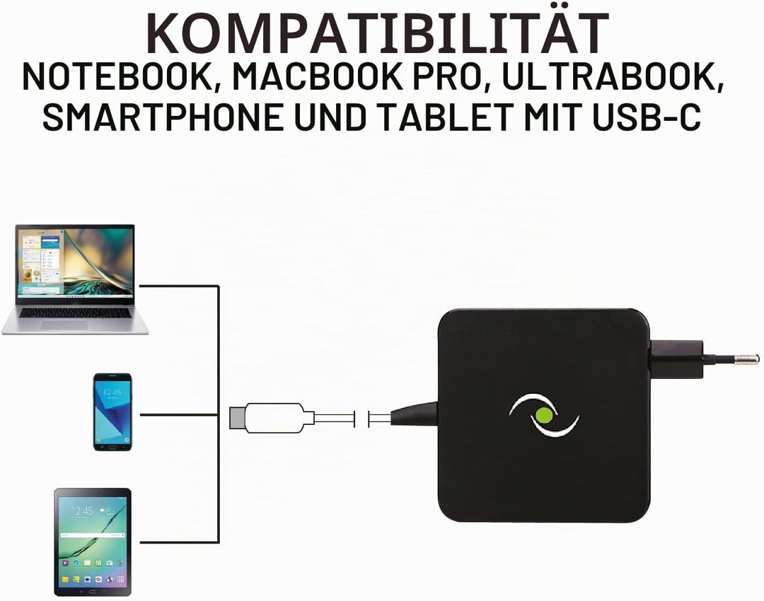 Tecnoware USB Typ-C Universal-Adapter 65 W - Batterieladegerät kompatibel mit jedem Notebook mit USB