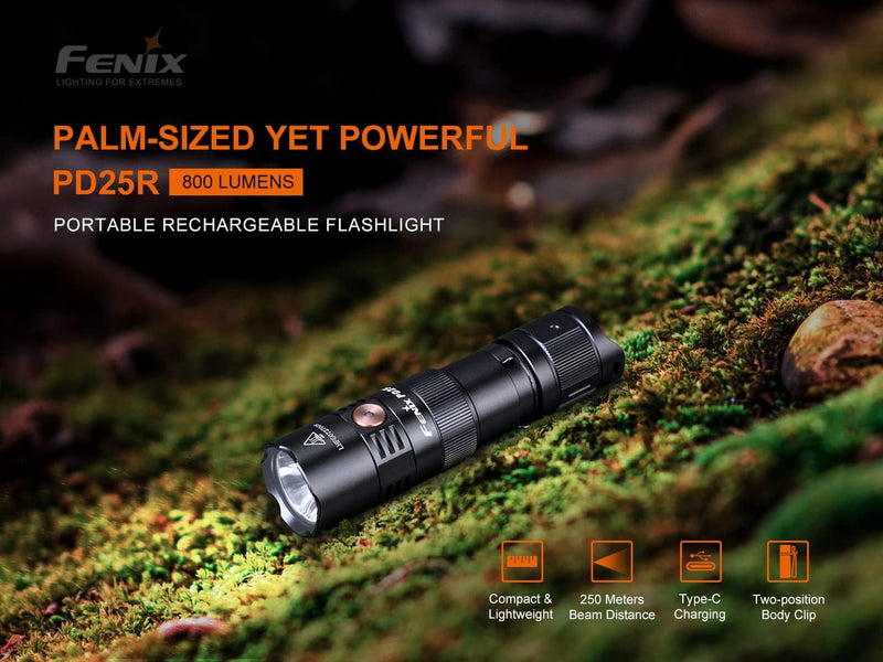 FENIX PD25R Mini-Taschenlampe, wiederaufladbar, 800 Lumen