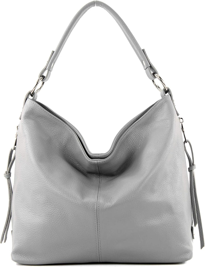 modamoda de Damen Schultertasche, Leder T160 Telegrau, Telegrau