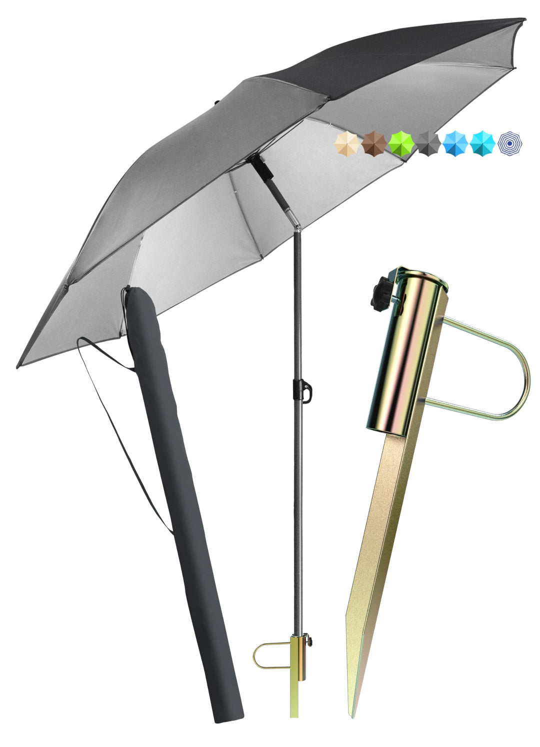 4smile Sonnenschirm Strand SunnyJoy Modern im 3er-Set, Anthrazit - Strandschirm windfest stabil 160