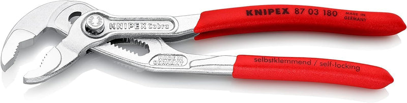 KNIPEX Cobra, Wasserpumpenzange | Rohrzange, Chrom-Vanadium, Rostschutz verchromt, 180 mm, 87 03 180