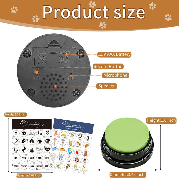 Satz von 6 Farben Hunde Button,Buzzer mit aufnahmefunktion Hunde, Haustier-Trainings,Hundeknopf für