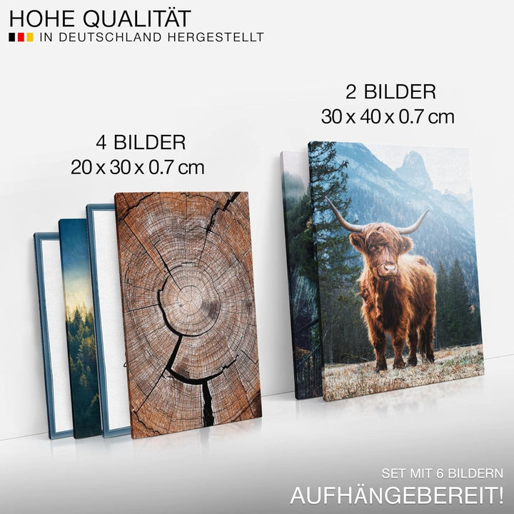 Novart Bilder Set - AUFHÄNGFERTIG - KEIN EXTRA RAHMEN BENÖTIGT - Landschaft Modern Natur Wald - Wohn
