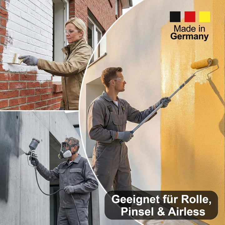 WO-WE Nano Fassadenfarbe W520 Wandfarbe für Aussen Mauer Fassade Lichtgrau - 2,5L RAL 7035 ähnl. Lic
