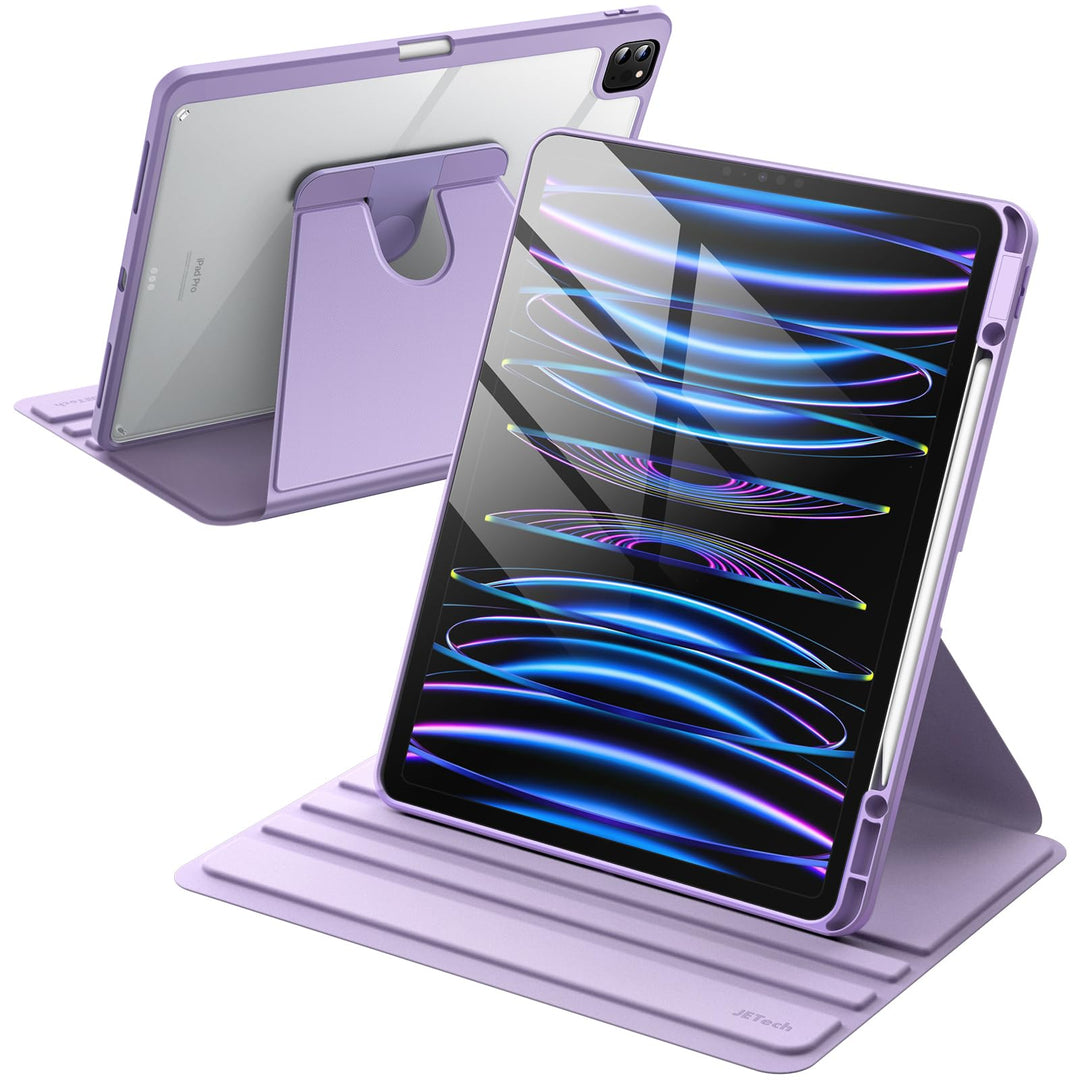 JETech Rotierende Hülle für iPad Pro 12,9 Zoll (2022/2021/2020/2018) mit Stifthalter, 360 Grad Drehb