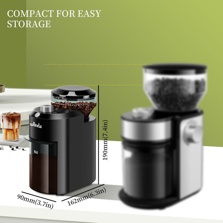 Wancle Elektrische Kaffeemühle - Einstellbarer scheibenmahlwerk kaffeemühle für Kaffeebohnen mit 28