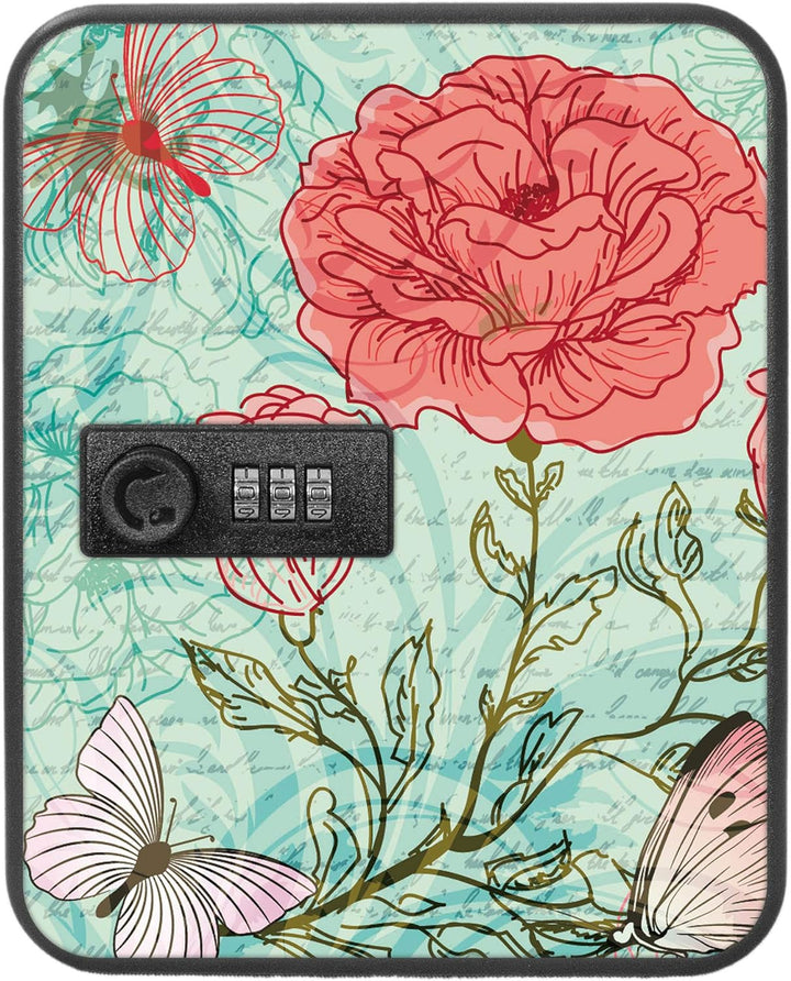 banjado® Burg-Wächter® abschliessbarer Schlüsselkasten mit Motiv Eine Rose für 20 Schlüssel - Schlüs