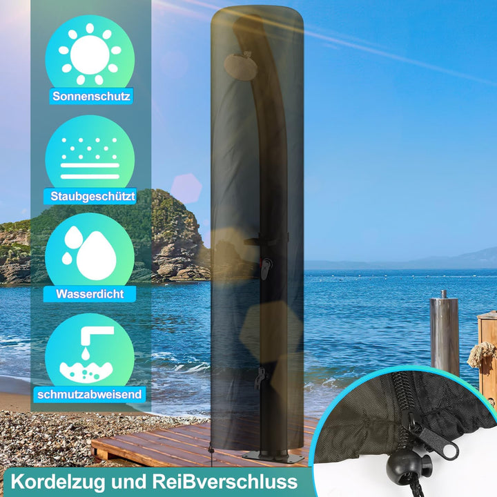 Randaco Solardusche Bogen Solar Gartendusche warmes Wasser Bis Zu 60°C Ohne Stromanschluss Pooldusch