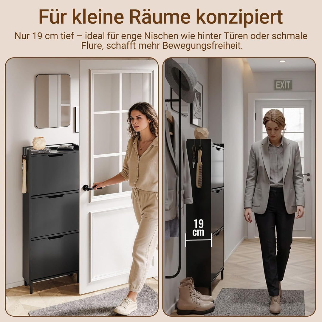 SoBuy Schuhschrank Schmal, Schuhregal, Schuhschrank Hängend mit Sensorlicht und 19 cm Tiefe, für Flu