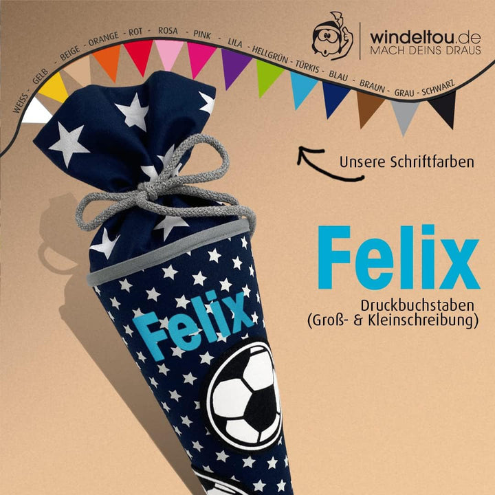 Fussball-Schultüte | 35 cm | kleine Geschwistertüte | Stoff, Einschulung, Schulanfang, Zuckertüte, 3