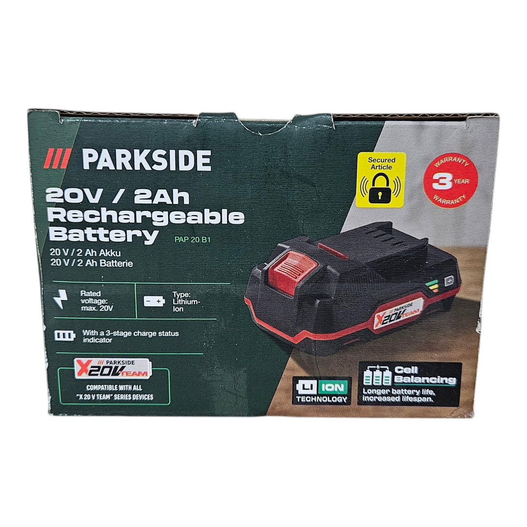 Parkside PAP20A1 Battery 20 V with Capacity 2 Ah for X20Vteam Series Devices Example Drills, Saws, S