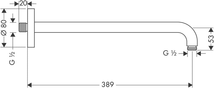 hansgrohe Brausearm (389 mm, Brushed Nickel)