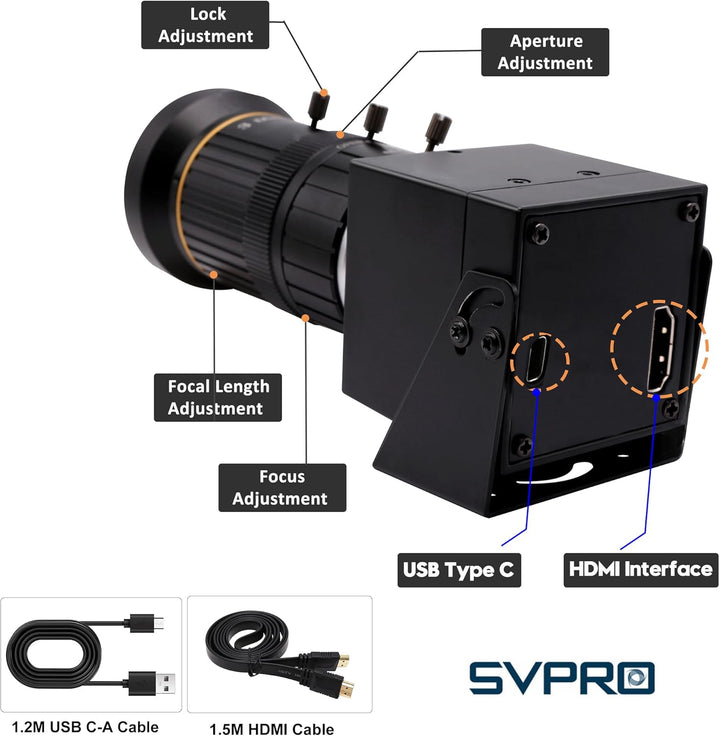 SvPro 4K USB HDMI Kamera Streaming Webcam mit 5-50mm Zoom Objektiv Manueller Fokus H.264 H.265 CS Mo