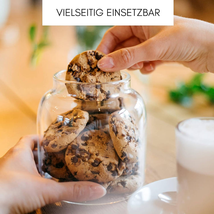 Econovo® Vorratsgläser mit Deckel (2-teilig) 900ml, Vorratsdosen aus Glas mit Holzdeckel luftdicht,