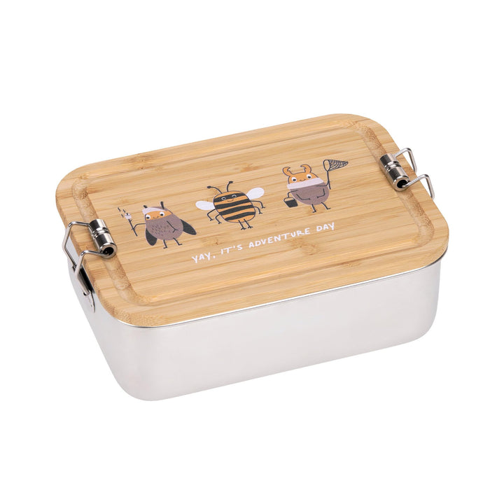 LÄSSIG Kinder Brotdose Edelstahl und Bambus Frühstücksbox nachhaltig Kindergarten Schule/Lunchbox St