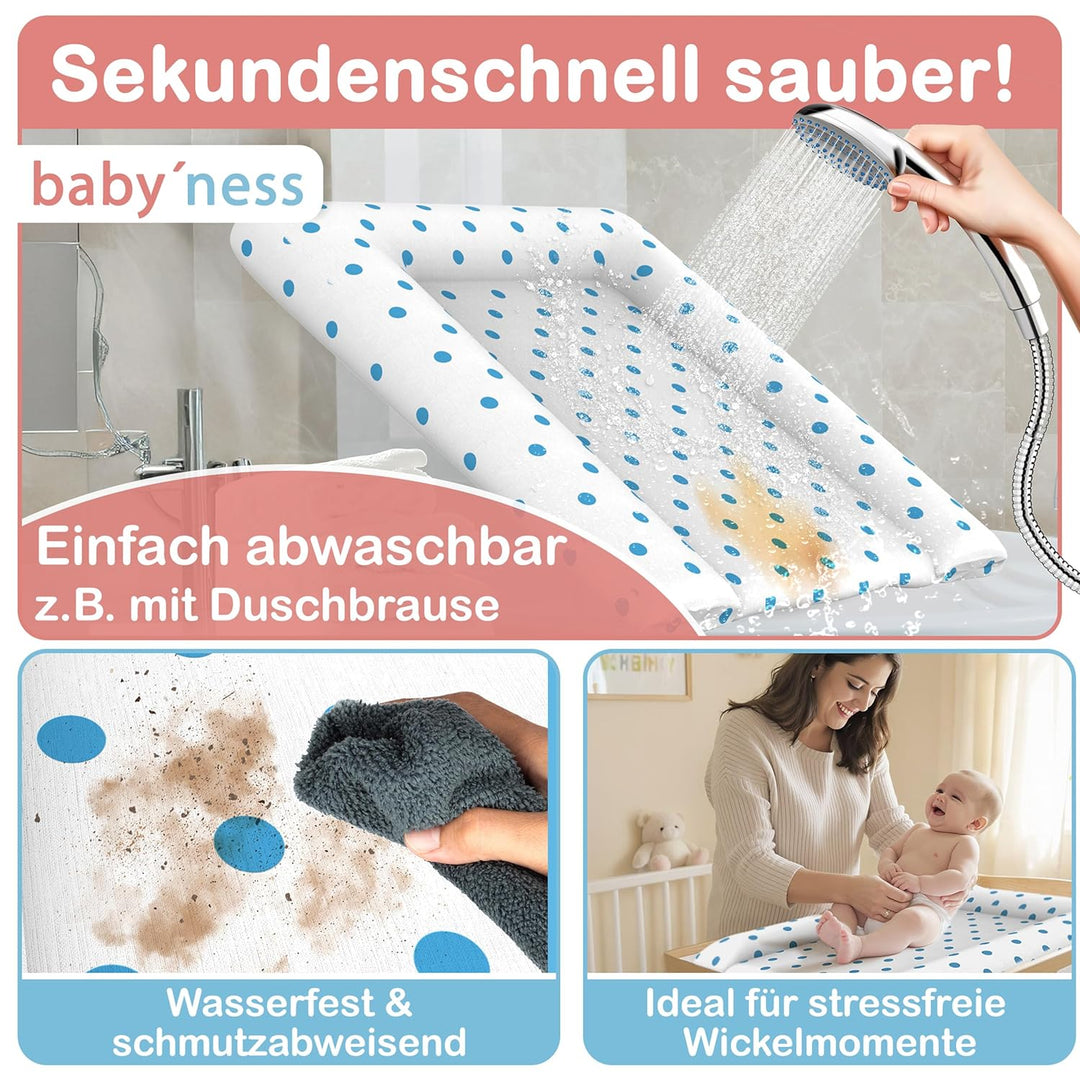 Baby'ness Wasserfest Wickelauflage - 75x85 cm - Hochwertig, Abwischbar, Leicht zu Reinigende - Erwei