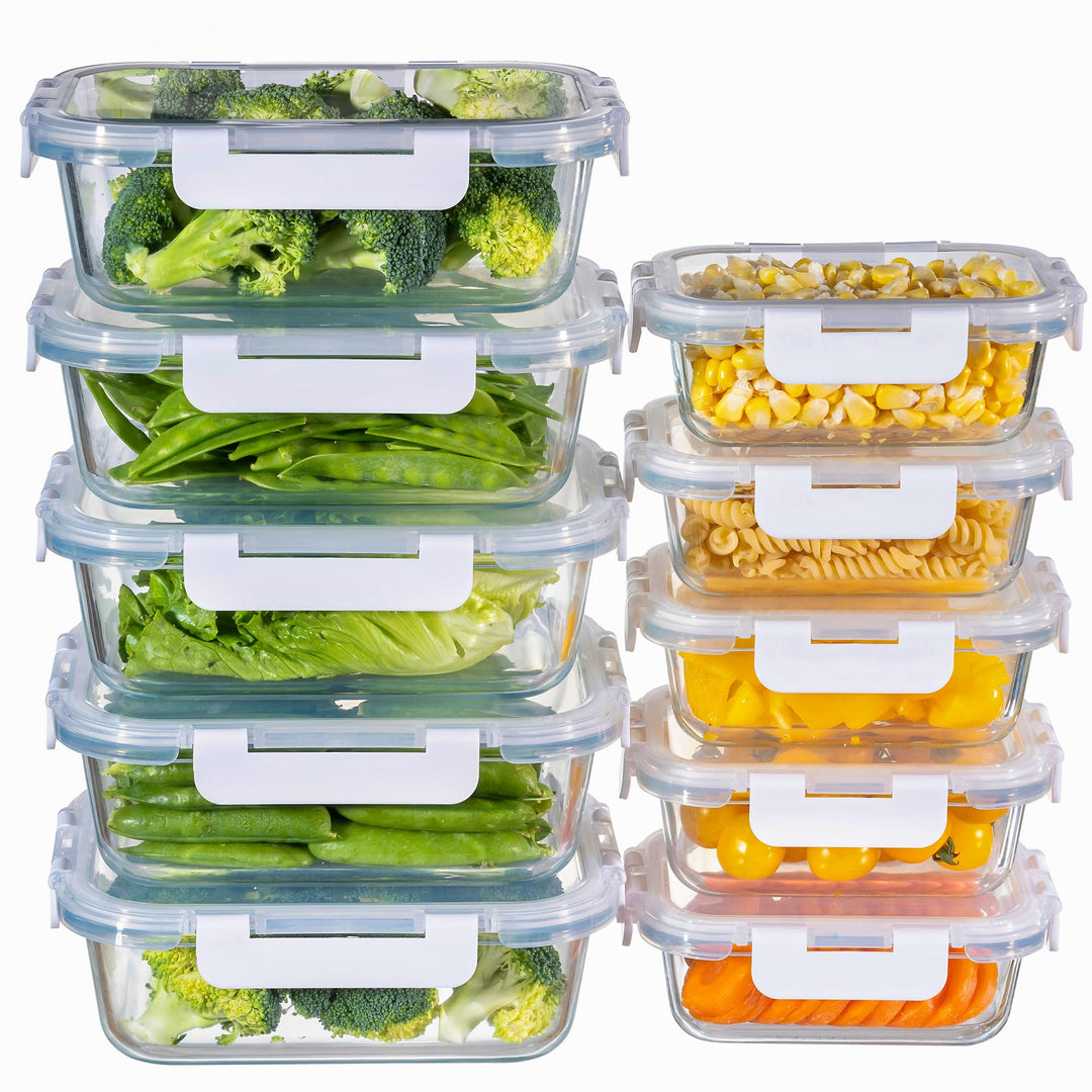 MFY 10er-Set (1040ml & 400ml) Glasbehälter mit Deckel Set, Meal Prep Boxen Glas Frischhaltedosen Gla