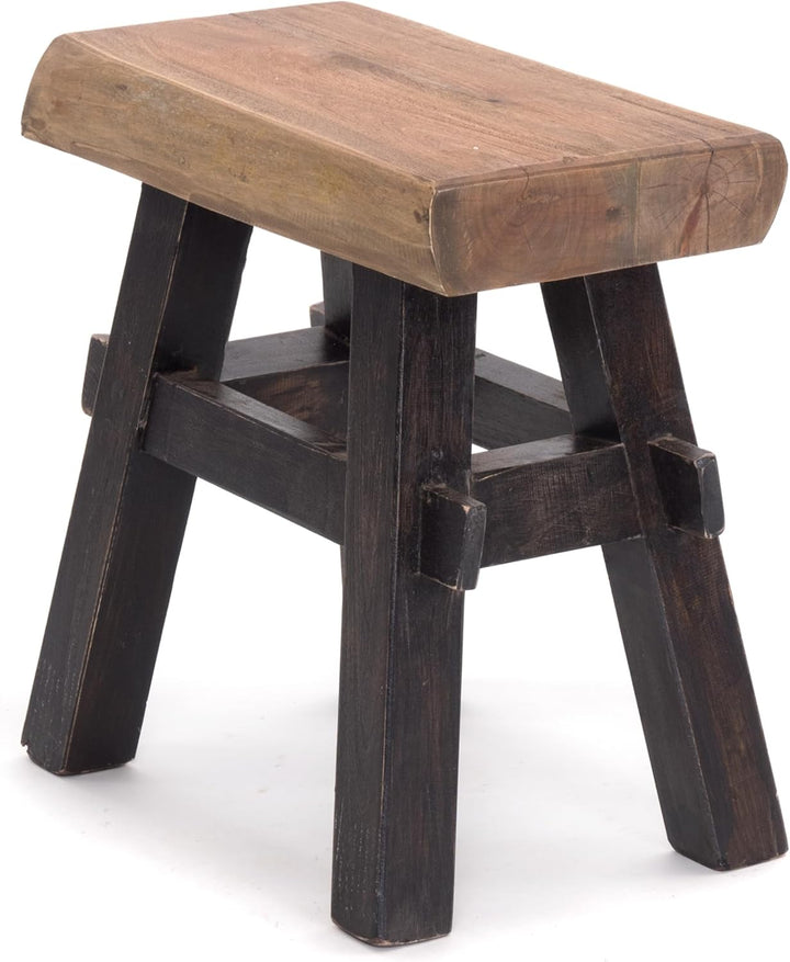 DESIGN DELIGHTS RUSTIKALER Holz HOCKER Vintage 40" | Recycling Hartholz, 43x45x27 cm (HxBxT) | Sitzh