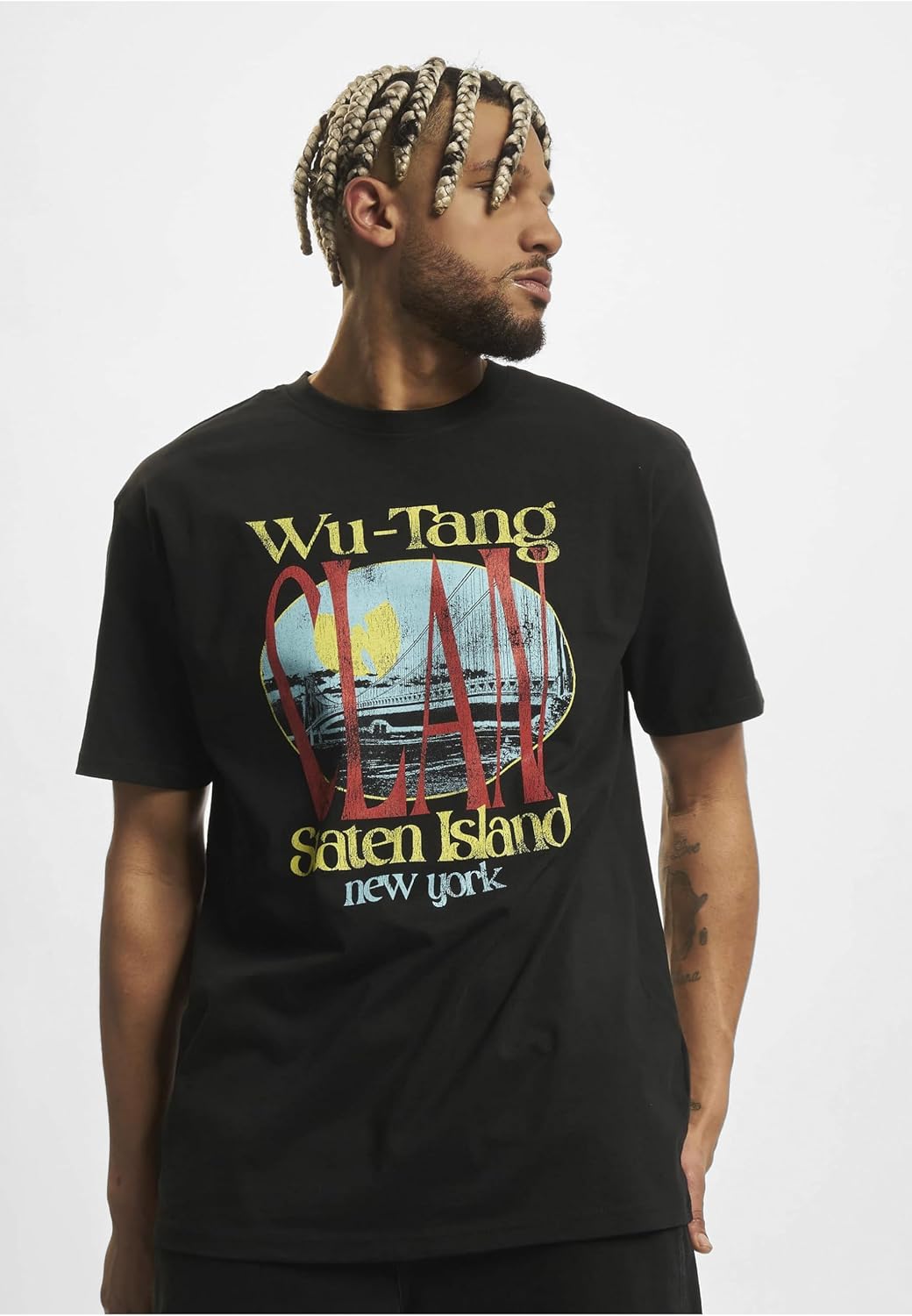 Mister Tee Upscale Herren T-Shirt Wu Tang Staten Island Oversize Tee, Print T-Shirt für Männer, Over