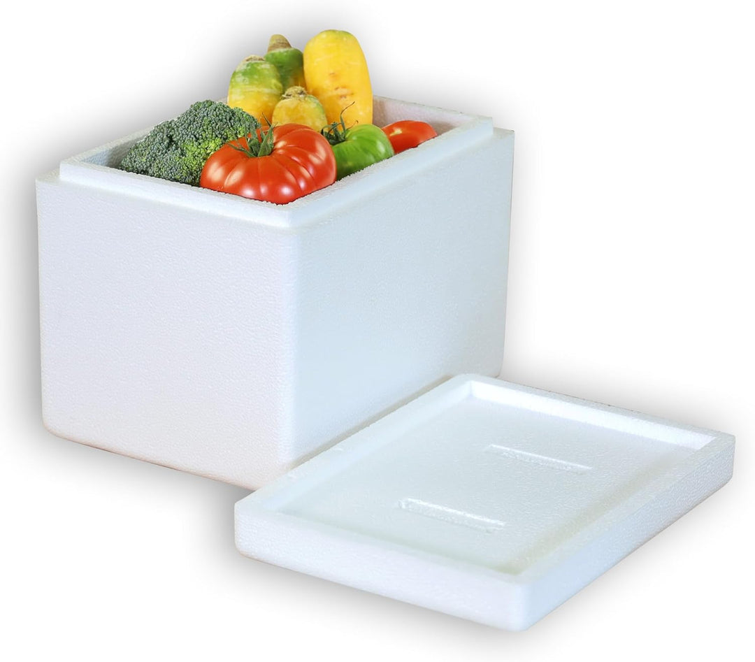 Styroporbox 4,41 Liter mit Deckel | Thermobox Innenmass: 21 x 14 x 15 cm | Isolierbehälter in weiss