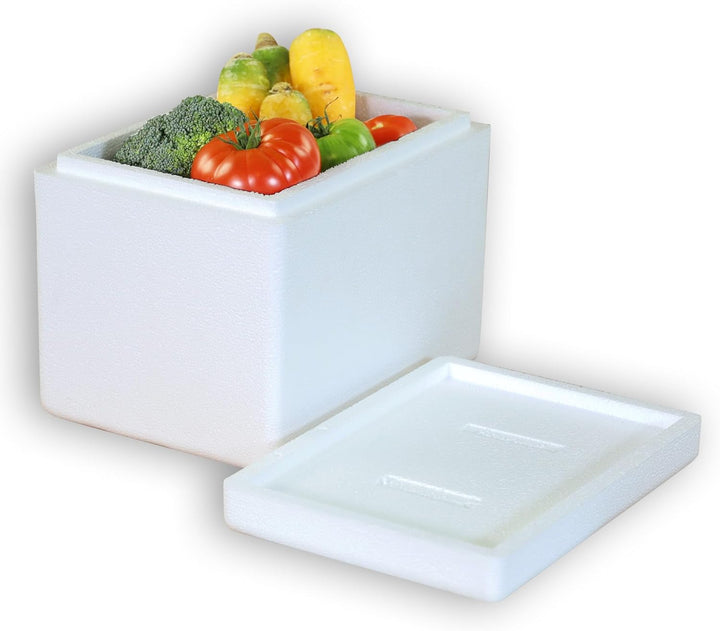 Styroporbox 4,41 Liter mit Deckel | Thermobox Innenmass: 21 x 14 x 15 cm | Isolierbehälter in weiss