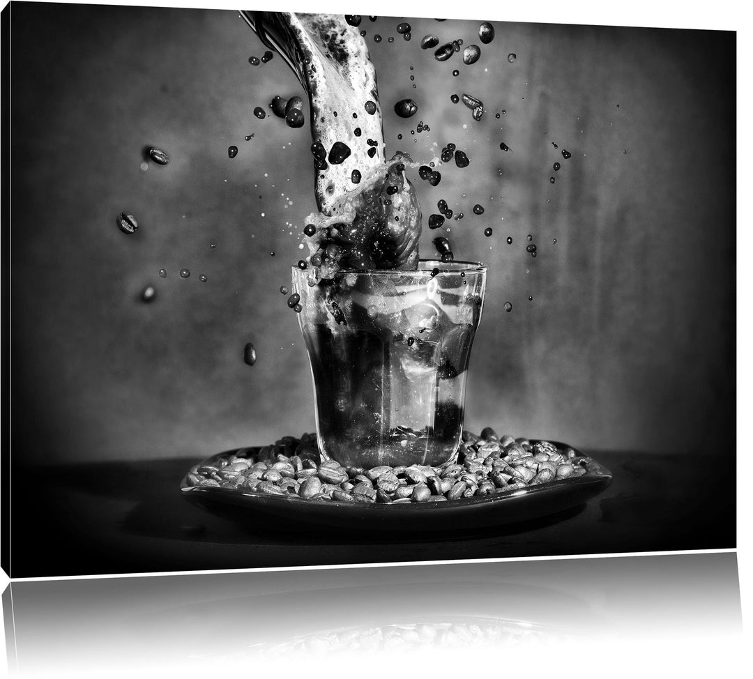 Pixxprint Gekühlter Bohnenkaffee / 100x70cm Leinwandbild bespannt auf Holzrahmen/Wandbild Kunstdruck