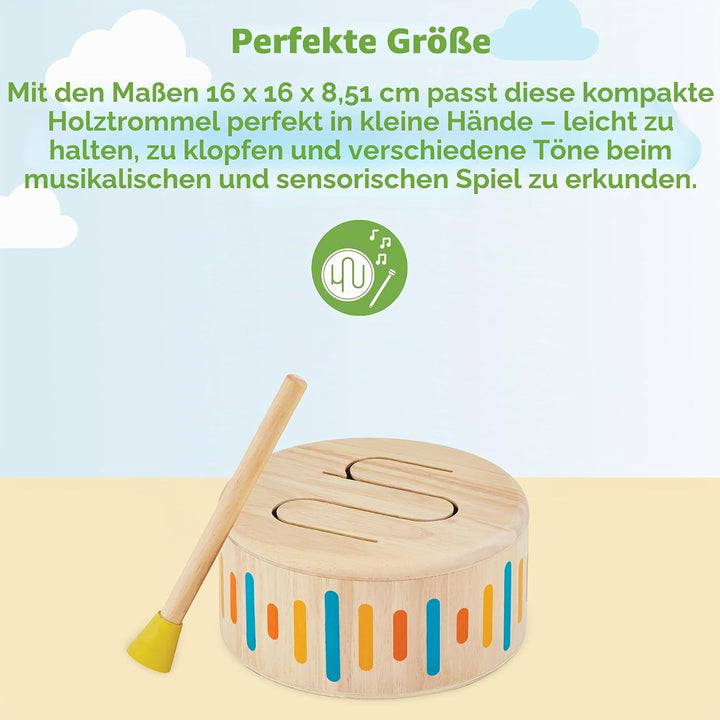 PlanToys Schlagzeug Kinder - Trommel Kinder - Musik Spielzeug ab 1 Jahr - Kindertrommel aus Holz - K