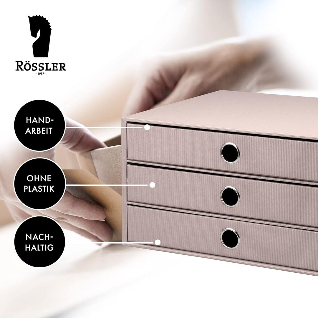 Rössler SOHO 3er Schubladenbox A4 aus Papier | Büro Organizer Schreibtisch| Schubladen Organizer Bür