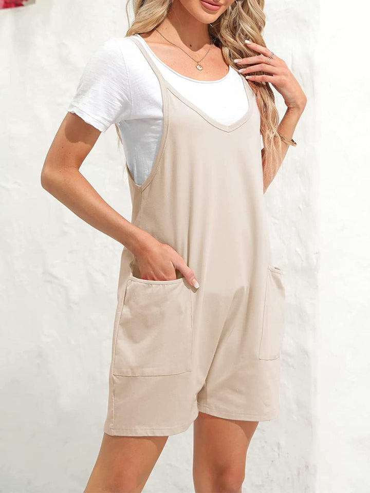 Ebifin Damen Latzhose Kurz Arbeitshose Sommer Lose Overall Jumpsuit Ärmelloser Latzhosen mit Grosse